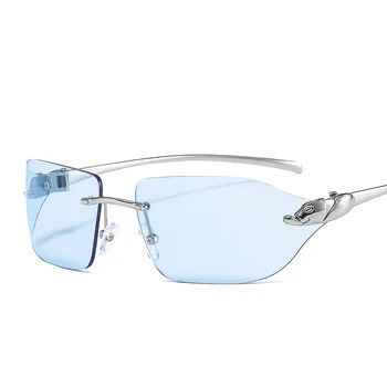 JASPEER Punk Rimless sončna Očala Moških UV400 Vožnje Sonce Stekla Ženske brez okvirjev Retro blagovne Znamke Oblikovalec Leopard Odtenki Očala