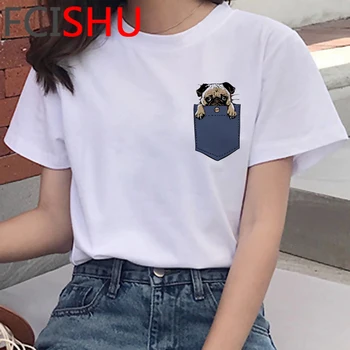 Kawaii Shiba Inu Smešno Risanka francoski Buldog Majica s kratkimi rokavi Ženske Mejni škotski ovčarski pes Cute Anime T-shirt Corgi Pug Harajuku Tshirt Ženske
