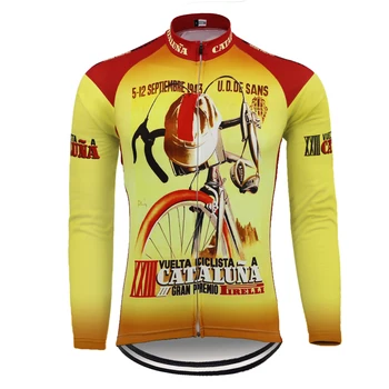 Klasične 1943 team kolesarski Dres dolgi rokavi zimski flis & št runo rumena kolo oblačila mtb jersey ropa ciclismo