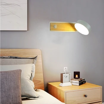 LED stenska svetilka s stikalom 5W spalnica, dnevna soba Nordijska moderne stenske luči oltarja študija branje rov bela črna stenske svetilke