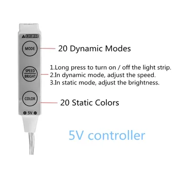 LED Trak RGB Svetlobe 5050 SMD Nepremočljiva Prilagodljiva Osvetlitev Traku Trak 3 Načinu 20 Barv baterijsko 50 cm 100 cm 150 cm 200 cm