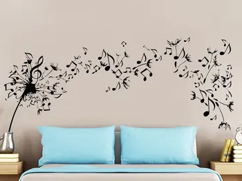 Lepih Glasbenih Citatov, ki Plujejo pod Vzorec Stenske Nalepke Doma dnevna soba Modni Slog Sodobnega Vinil Glasbe Stenske Freske WM-059