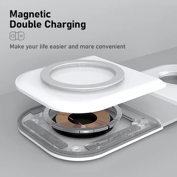 Mag Magnetni Varno Brezžično Duo Polnilec Za Apple iPhone Mini 12 12 Pro Max Hitro Polnjenje Tipke Za Letalski Stroki Watch Zložljivo Stojalo