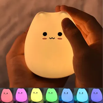 Mačka Silikonski Živali Light Touch Senzor LED Nočna Lučka Pisane Otrok Holiday Gift Sleepping Ustvarjalne Spalnica Namizni Dekor Lučka