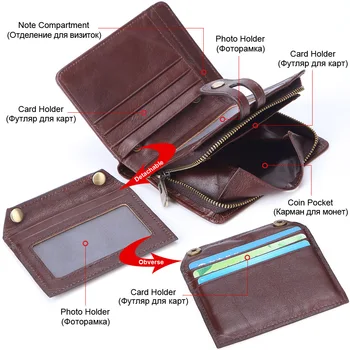 MISFITS moda za moške denarnice pravega usnja RFID kratek torbica zadrgo kovanec torbici človek majhen denar vrečko večnamensko držalo
