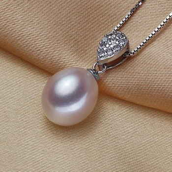 Moda sladkovodnih black pearl obesek 925 sterling srebrni obesek ogrlica 9-10 mm naravnih biserna ogrlica za poročni nakit
