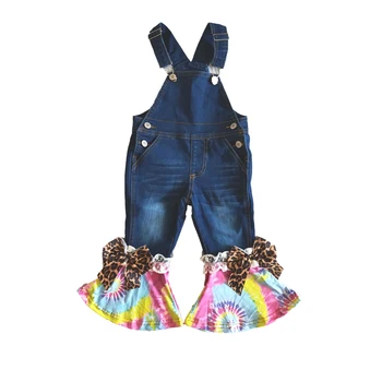 Moda Tye-dye Kavbojke Za Jesen Dekle Srčkan Jumpsuit Z loki Otroke Visoke Kakovosti Gumb Design Hlače