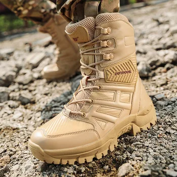 Moške vojaške škornji na prostem, Planinarjenje, Lov, pohodništvo čevlji z visoko-top nepremočljiva odporne na obrabo puščavi taktični boj čevlji