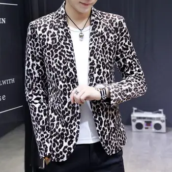Moški spomladi in jeseni jopiči mens plašč Leopard proge chaquetas vrhnja oblačila priložnostne chaqueta hombre mladi korejski