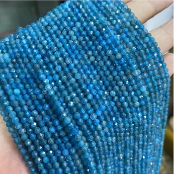 Naravna Modra Apatite pisane 3 mm obrazi krog kroglice brez zdravljenja čar Nakit, zaradi česar noga DIY ženske Zapestnico, ogrlico