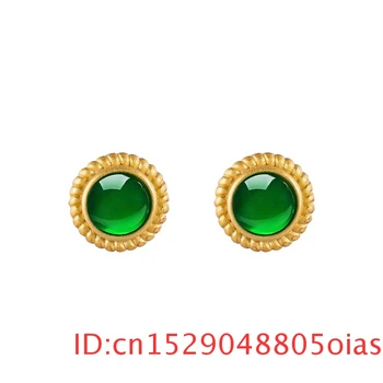 Naravni Green Jade Uhan Ušesa Klinov 925 Srebro Darila, Modni Chalcedony Ženske za Nakit Amulet