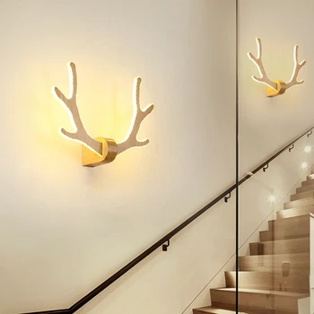 Nordijska Sodobno minimalistično antler stenske svetilke spalnica postelji svetilko oltarja stopnišče Vir dnevna soba jelena glavo stenske svetilke za Razsvetljavo