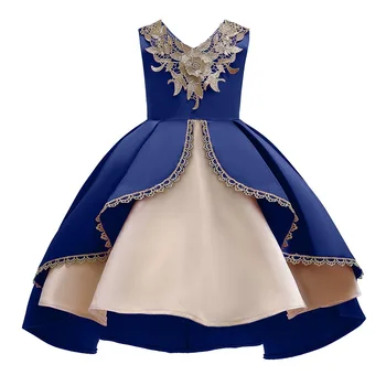 Nov Baby Dekle aplicirano Svile Princesa Obleko za stranko Poroko Otroci Obleke za Malčka, Dekle, Otroci in Modnih Božič Oblačila