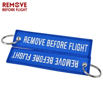 Odstranite Pred Letom, Blue Key Ring Chian Keychain Vezenje portachiavi POSADKE Oznako za Letalec darilo porte clef motards 3 KOS/VELIKO
