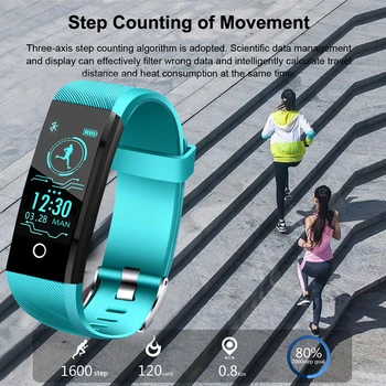 OLED barvni zaslon Smart Pasu, Krvni Tlak Fitnes Tracker Watch Srčni utrip Spanja Zaslon Smart Šport Pazi za iPhone Android