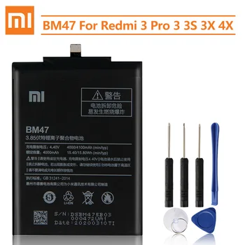Originalne Nadomestne Baterije BM47 Za Xiaomi Redmi 3 4X 3 3X Redmi3 Pro Hongmi 3 Redrice 3x Verodostojno Telefon Baterija 4000 mah