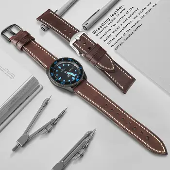 Očarljivo Cowhide Watch Band Pravega Usnja 18 mm 20 mm 22 mm Black Coffee Rjava Watch Trak Pasu za Galaxy Aktivno