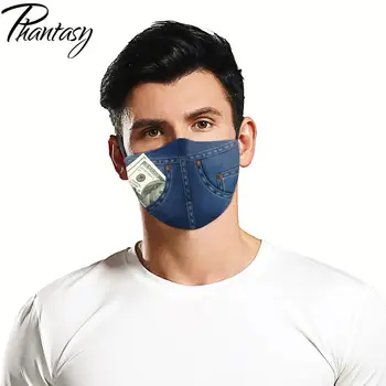 Phantasy Odraslih Stroj Tkanine Usta Maske Denim Print Masko Zaščitna PM2.5 Večkratno odporen na Veter Dokaz Prah Usta-žarilna