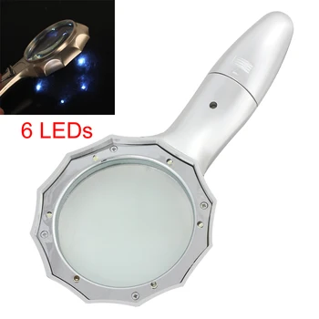 Prenosni 4X Zoom Ročni Osvetljeni Lupo Žep Povečevalno Steklo, Nakit Loupe Optične Leče Orodje, s 6 LED Luči