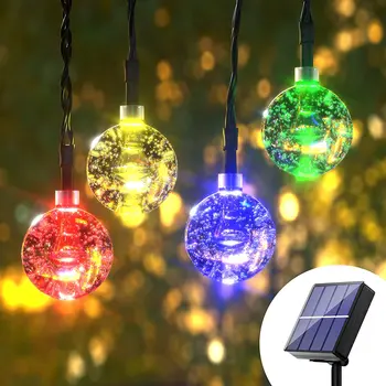 Qiumsfra Sončne Niz Luči, 20 LED Solar Powered Mehurček Žogo Zvezdnato Pravljice Niz Luči za Zunanjo Božično noč Čarovnic Poroka