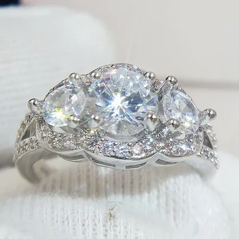 Razkošno Royal Diamond 1.5 ct 5A CZ Crystal Ring 925 Srebro Nakit Najboljše Darilo, Poročni Prstani Za Ženske Angažiranosti Fine Nakit