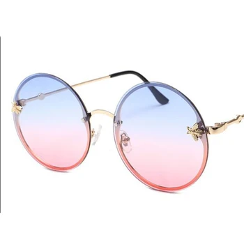 Rdeča Očala Čebel Krog Vintage sončna Očala blagovne Znamke Oblikovalec za Ženske Prevelik sončna Očala Moških Retro Velik Krog Očala Oculos 2020