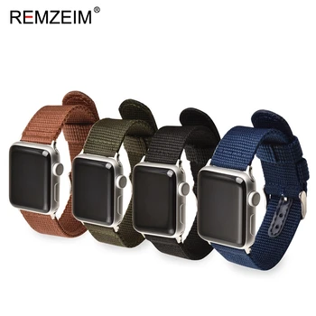 REMZEIM Zeleno-Črna Nylon Watchband za Apple ura 5 4 Band Serije 3/2/1 Šport Zapestnica 42mm 38 mm Pas Za iwatch Band