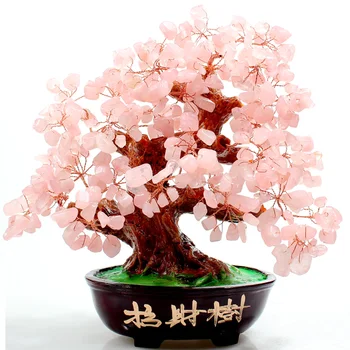 Rose kristalno drevo denarja bonsaj slog za bogastvo sreče dom in poročni dekoracijo