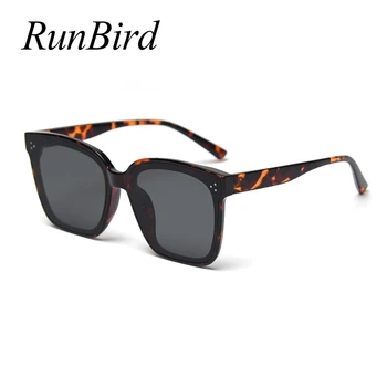 RunBird Korejskem Slogu Mens Prevelik Sončna Očala Kvadratnih Tr90 Okvir Ženske Sončna Očala Črna Leopard 2020 Poletje Uv400 5470