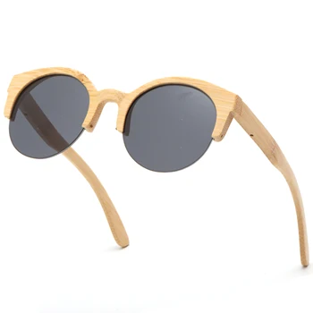 SKYDOVE Krog Semi-rimless Bambusa sončna Očala Z ohišjem, ki 2020 Moda Prevelik sončna Očala Ženske Moški Okrogla sončna Očala