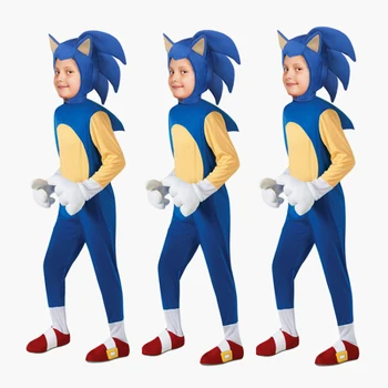 Sonic Hedgehog Kostum za Otroke Cosplay Sonic Nahrbtnik, Oblačila Halloween Kostumi za Otroke Pustno Obleko Gor