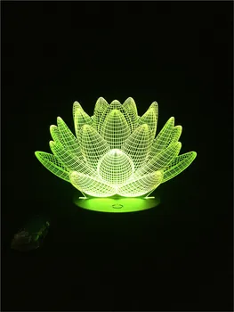 Sočne Rastline Lotus Oblike 3D Lučka za osvetlitev LED USB Razpoloženje Noč Svetlobe Multicolor Dotik ali Oddaljeno Luminaria Spremembe namizne Svetilke