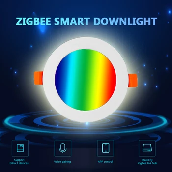 Tuya Zigbee 3.0 Smart Led Stropne Luči RGBCW 7W/10W Downlight Pametni Dom Glasovni Nadzor Z Alexa googlova Domača stran Zigbee Potrebujete Zvezdišče