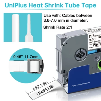 UniPlus 6PK hse221 Heat Shrink Tube Nalepka Trak 9 mm Združljiv Brat HSe-221 Črna na Belem, za Brata, Str Dotik Oznaka Maker hse