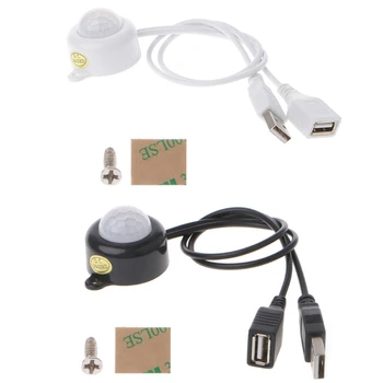USB LED Luči Trakovi Stikalo DC5-24V Človeškega Telesa Infrardečo PIR Senzor Gibanja Stikalo
