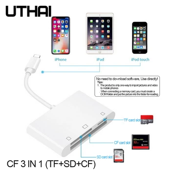 UTHAI C16 Več V 1 Bralnik Kartic Strela SD USB Adapter Za iphone 8 X 11 usb3.0 Pretvornik TF CF, SD, branje, Vse v 1