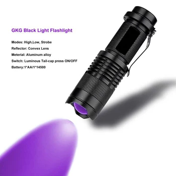 UV Svetilka UV Svetilko Lahka, Ultra Vijolična Svetloba Blacklight UV Lučka za uporabo AA Baterije Za Marker Checker Odkrivanje SK68