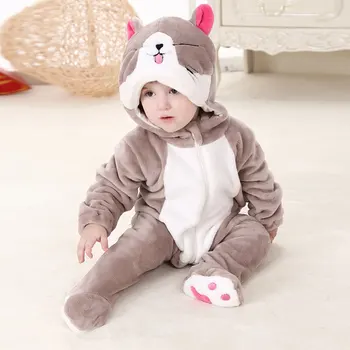 Vroče Prodaje Newborn Baby Anime Malčka Dekle Romper Oblačila Mehko Bebe Fant Zgostitev Pižamo Pozimi Flanela Fant Obleko Hooded Jumpsuit