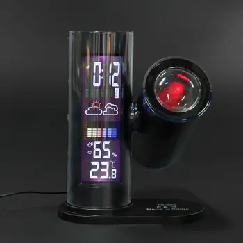 Vrtljiv Zbudi Projekcija Budilka Temperatura Vlažnost LED Osvetlitvijo 360-Stopinjski Projektor 2019 Večnamensko Ura