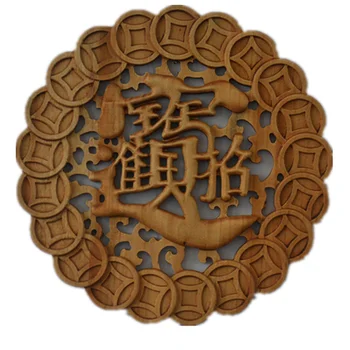 Woodcarving obesek dekoracijo sten kafra lesa krog carving obrti 28 cm