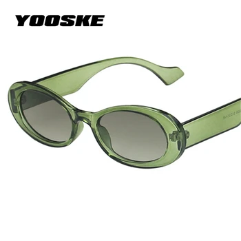 YOOSKE Majhne Ovalne sončna Očala Ženske Moški Luksuzne blagovne Znamke Oblikovalec sončna Očala Gradient Klasična Zelena Očala UV400 Ženske Ogledalo
