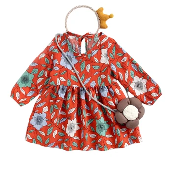 Za Malčke Dekliška Oblačila Pomlad Dolg Rokav Baby Dekleta Oblačenja Otroci Rože Za Rojstni Dan Stranke Obleke Novorojenčka Princesa Rdeča Obleka