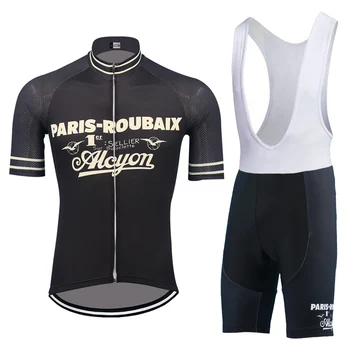 Črna Kolesarski Dres komplet kolo jersey set ropa ciclismo hombre kratek sleeve kolesarjenje oblačila, hlače, hlače z oprsnikom 9D Gel Blazinico MTB