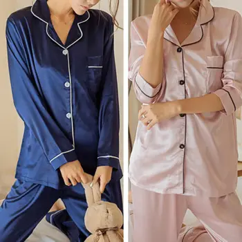 Ženske Dekle Saten Svila Pižamo Pyjama Nastavite Sleepwear More Loungewear Homewear Barva Udobno Mehko Visoko Kakovost Vroče