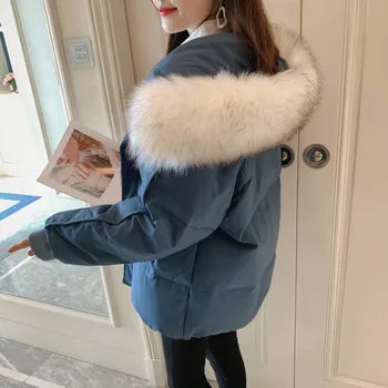 ženske zimsko jakno 2019 hooded plus velikost 3XL s krzno ovratnik toplo debele parka bombaž, oblazinjeni ženska moda womens plašč